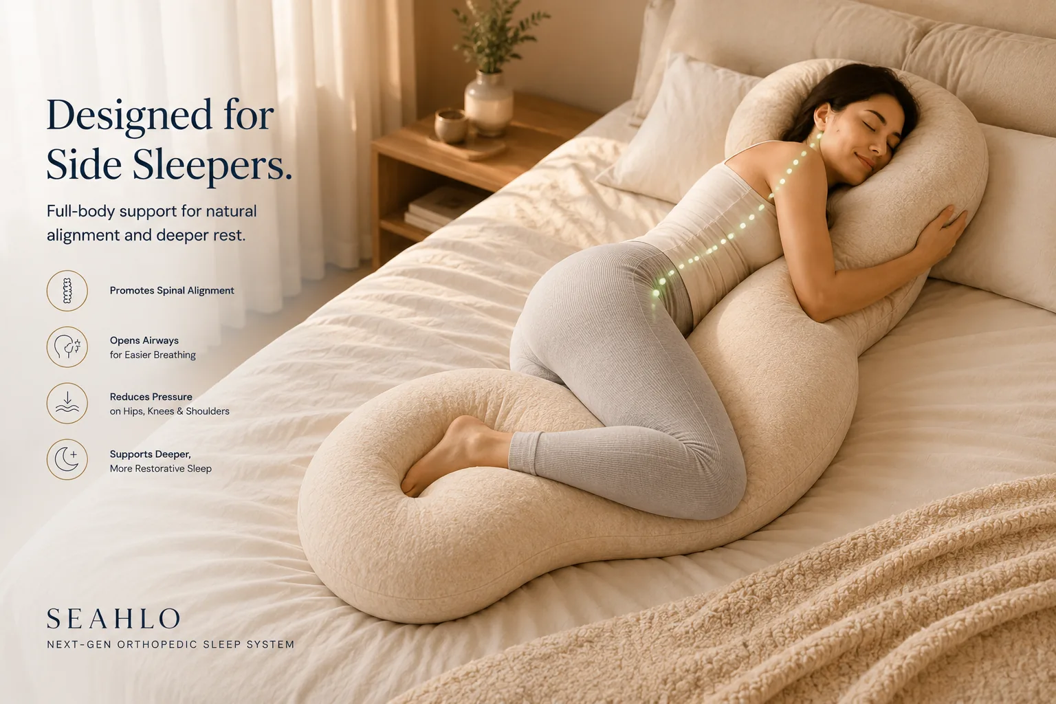 Seahlo cushion supporting a side sleeper